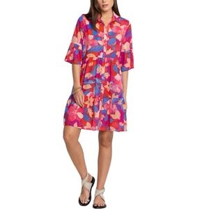 Johnny Was | Giverney Gardens Ruffle Sleeve Button Down Dress Size XL